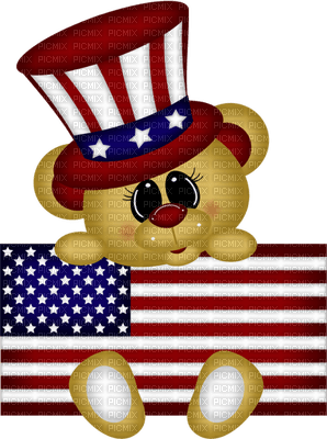 Kathleen Reynolds 4th July American USA Cute Bear - darmowe png
