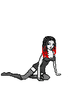 goth girl dollz white black and red pixel art - Gratis animerad GIF