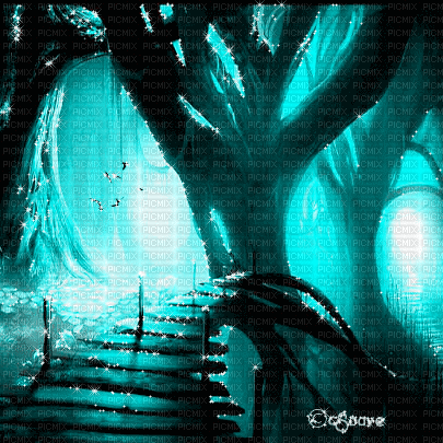 soave background animated forest  gothic teal - Zdarma animovaný GIF
