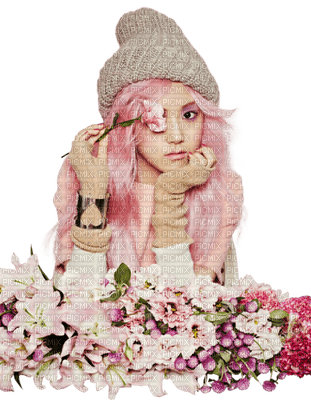 Kaz_Creations  Woman Femme  Hat Flowers - 無料png