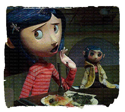 coraline.food.nasty.disgusting.doll.eerie. - Free animated GIF