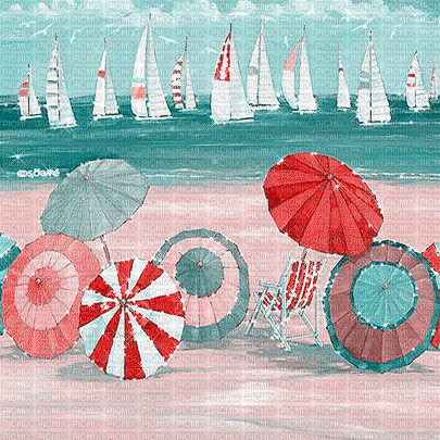 soave background animated summer beach umbrella - 無料のアニメーション GIF