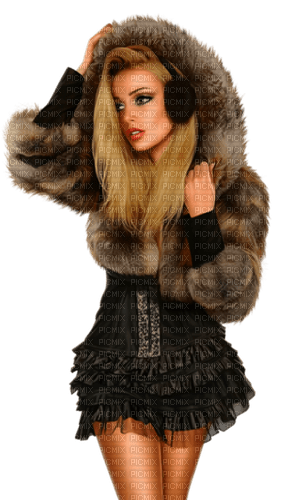 Woman. Fur coat. Leila - gratis png