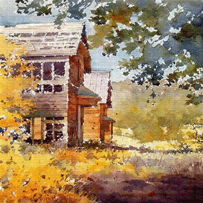 autumn house background animated kikkapink - Ilmainen animoitu GIF