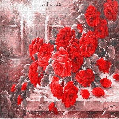 Y.A.M._Vintage background roses - GIF animate gratis