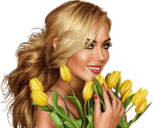 woman yellow flower flowers kikkapink - PNG gratuit