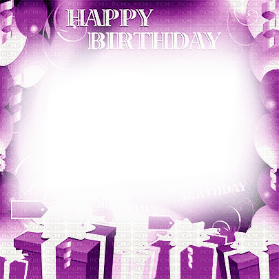 soave frame birthday gift box text balloon purple - PNG gratuit