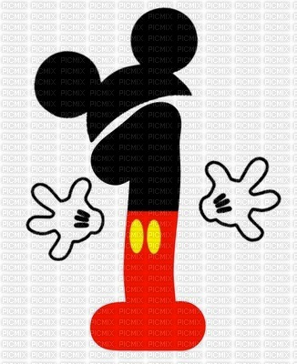 image encre numéro 1 bon anniversaire Mickey Disney edited by me - png gratis