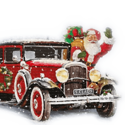 Rena Winter Weihnachten Santa Claus Car - Free PNG