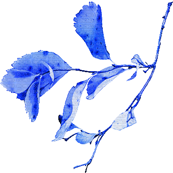 soave deco animated autumn branch liaves blue - Бесплатный анимированный гифка