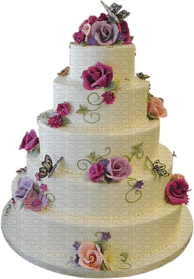 Beautiful Pink Rose Wedding Cake 5 Tier - 免费PNG