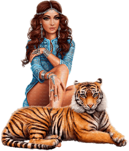Woman with a tiger. Egypt. Leila - бесплатно png