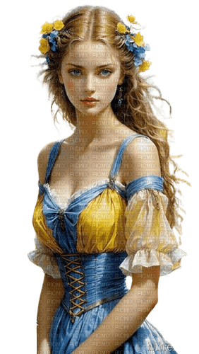 blue yellow woman larissa - kostenlos png