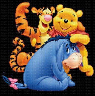 image encre bon anniversaire couleur effet Eeyore Pooh Tiger Disney edited by me - png ฟรี