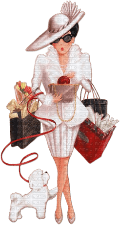 soave woman fashion shopping dog brown red - Free PNG