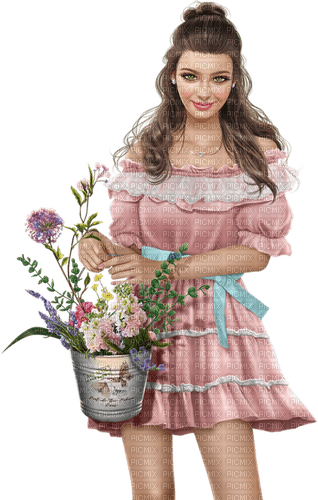 Woman. Flowers. Summer. Spring. Leila - Free PNG