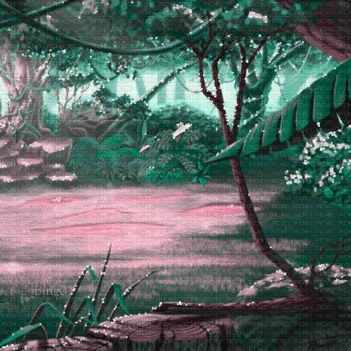 Y.A.M._Fantasy jungle forest background - Nemokamas animacinis gif