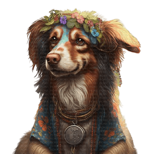 loly33 chien hippie - PNG gratuit