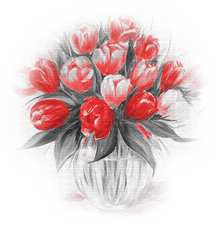 soave deco flowers vase spring tulips black white - png ฟรี