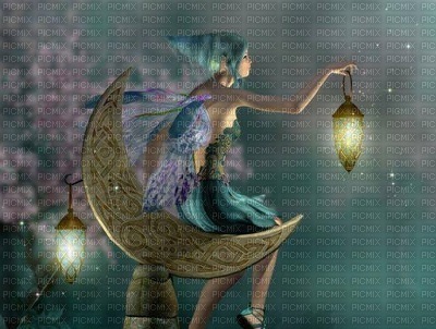 fairy on moon - nemokama png