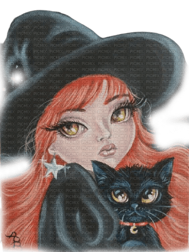 kikkapink girl witch cat gothic dark - png gratuito