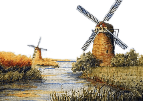 Mühlen, Landschaft, Landscape - png ฟรี