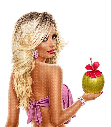 Woman. Summer. Tropical. Coconut. Leila - безплатен png