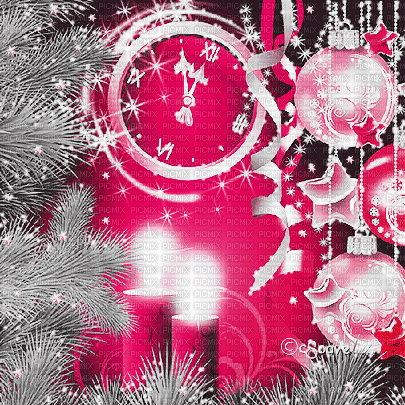 soave background animated new year christmas clock - 無料のアニメーション GIF