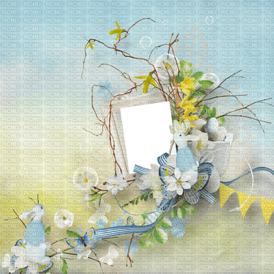 Kaz_Creations Deco Easter Backgrounds Background Frame Blue - png grátis