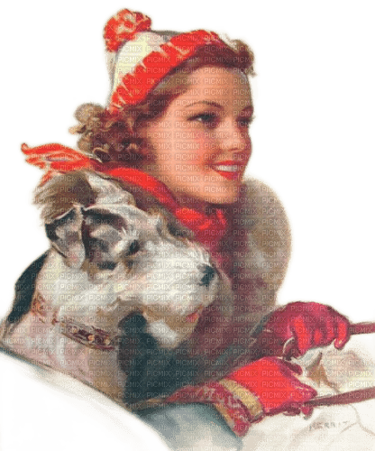 loly33 femme chien hiver - δωρεάν png