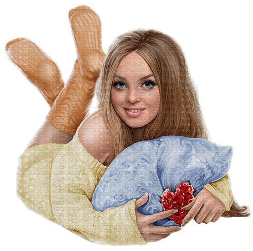 Woman with a pillow - png ฟรี