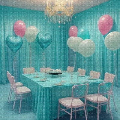 Cyan Party Room - 免费PNG