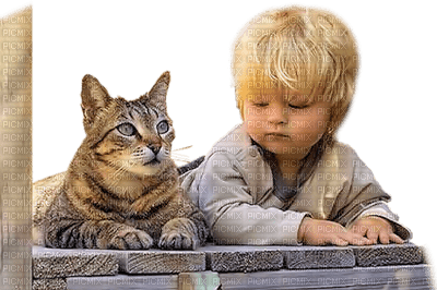 child with cat bp - Free PNG