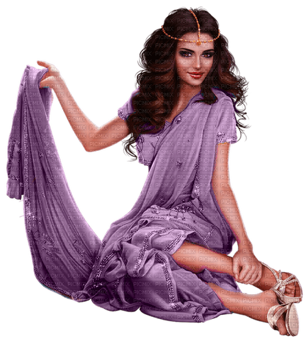 kvinna-sitter-lila------woman-purple - gratis png
