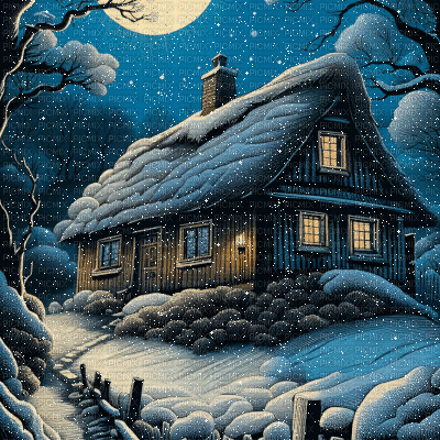 Snowy Cottage - GIF animé gratuit