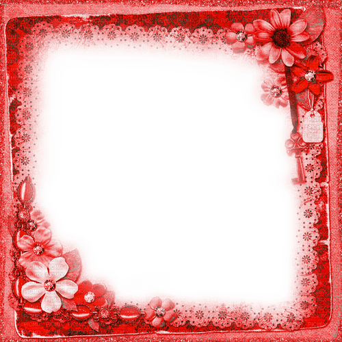 Red Flowers Frame - By KittyKatLuv65 - gratis png