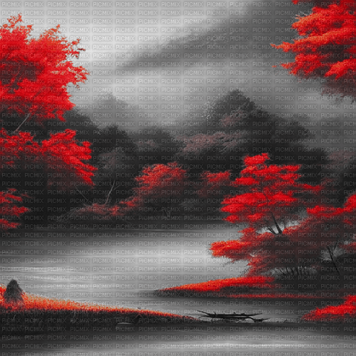 kikkapink autumn asian oriental background - 免费PNG