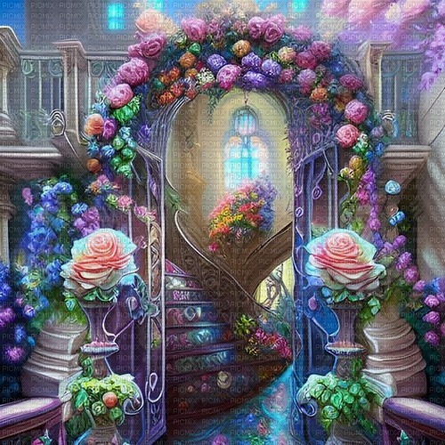 fantasy arch background pink purple - zdarma png