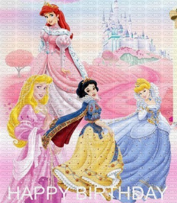 image ink happy birthday princesses Disney castle pastel edited by me - ilmainen png