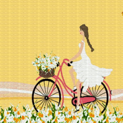 cyclist woman bg gif cycliste fond - Free animated GIF
