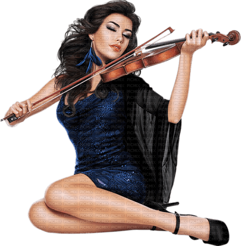 Woman playing violin. Blue dress. Leila - darmowe png