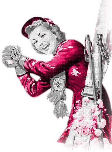 soave woman vintage pin up winter ski sport - png gratuito