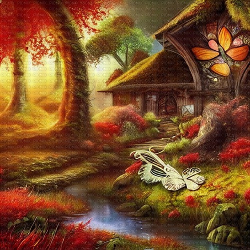 kikkapink autumn fantasy background forest - PNG gratuit