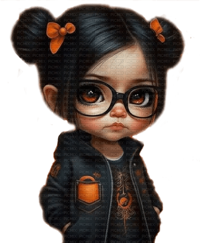 sm3 child orange black female cute image - kostenlos png