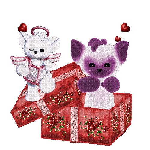 valentine kitties - Бесплатни анимирани ГИФ