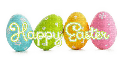 Happy Easter.text.eggs.Victoriabea - PNG gratuit