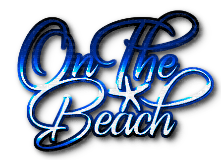 On The Beach.Text.Blue - By KittyKatLuv65 - gratis png