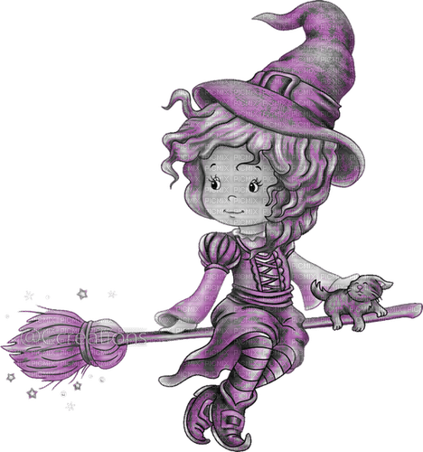 sm3 witch purple cartoon  halloween cute scrap - png gratis
