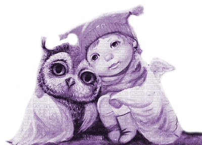 Y.A.M._Winter angel owl purple - Free PNG