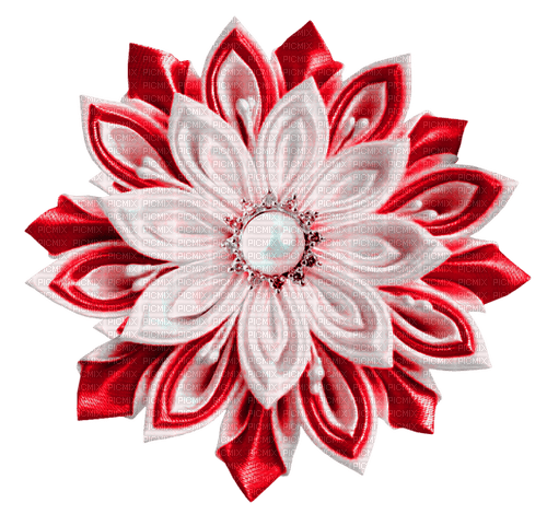 Pearl.Fabric.Flower.White.Red - PNG gratuit